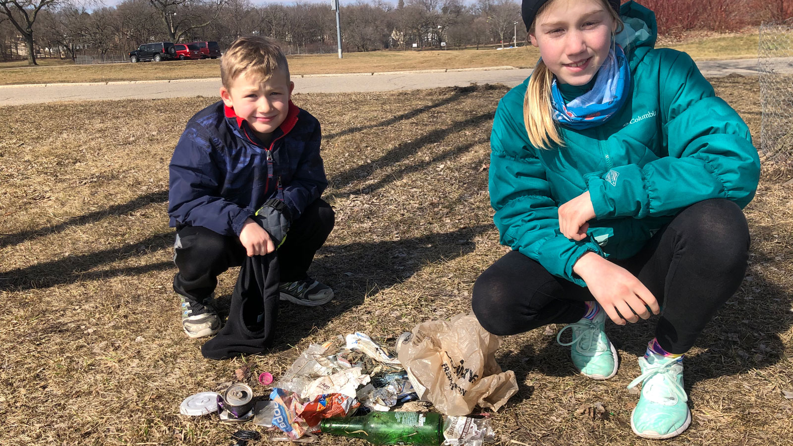 Kids with trash