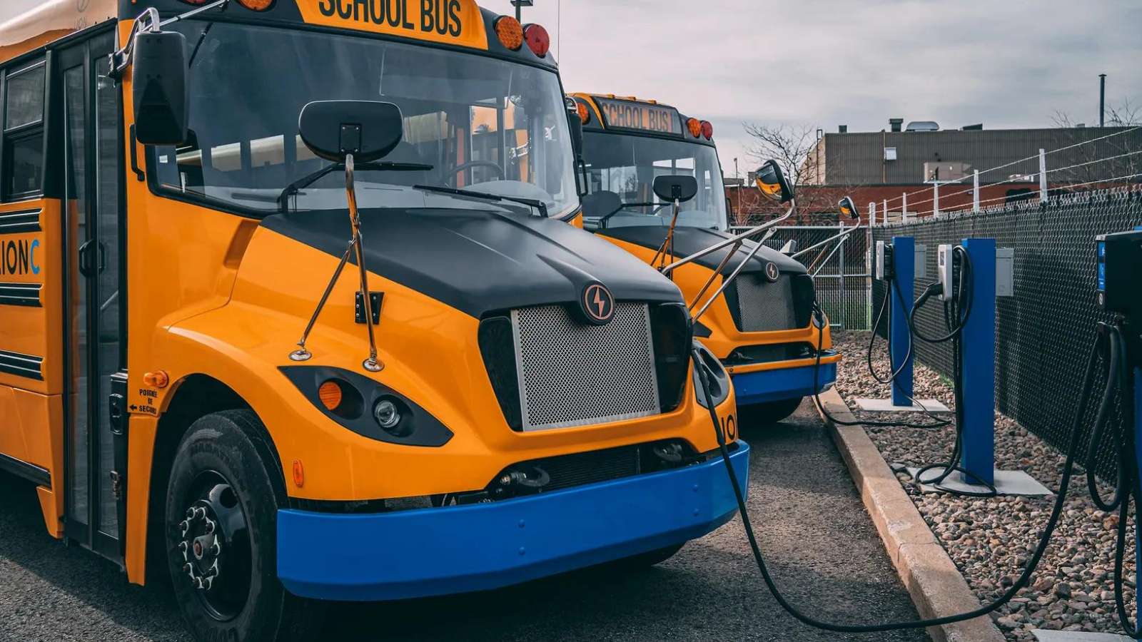 Electric school buses charging