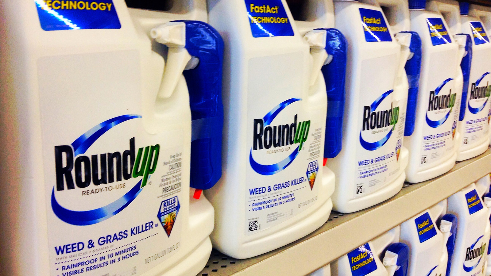 Bottles of Roundup on store shelves