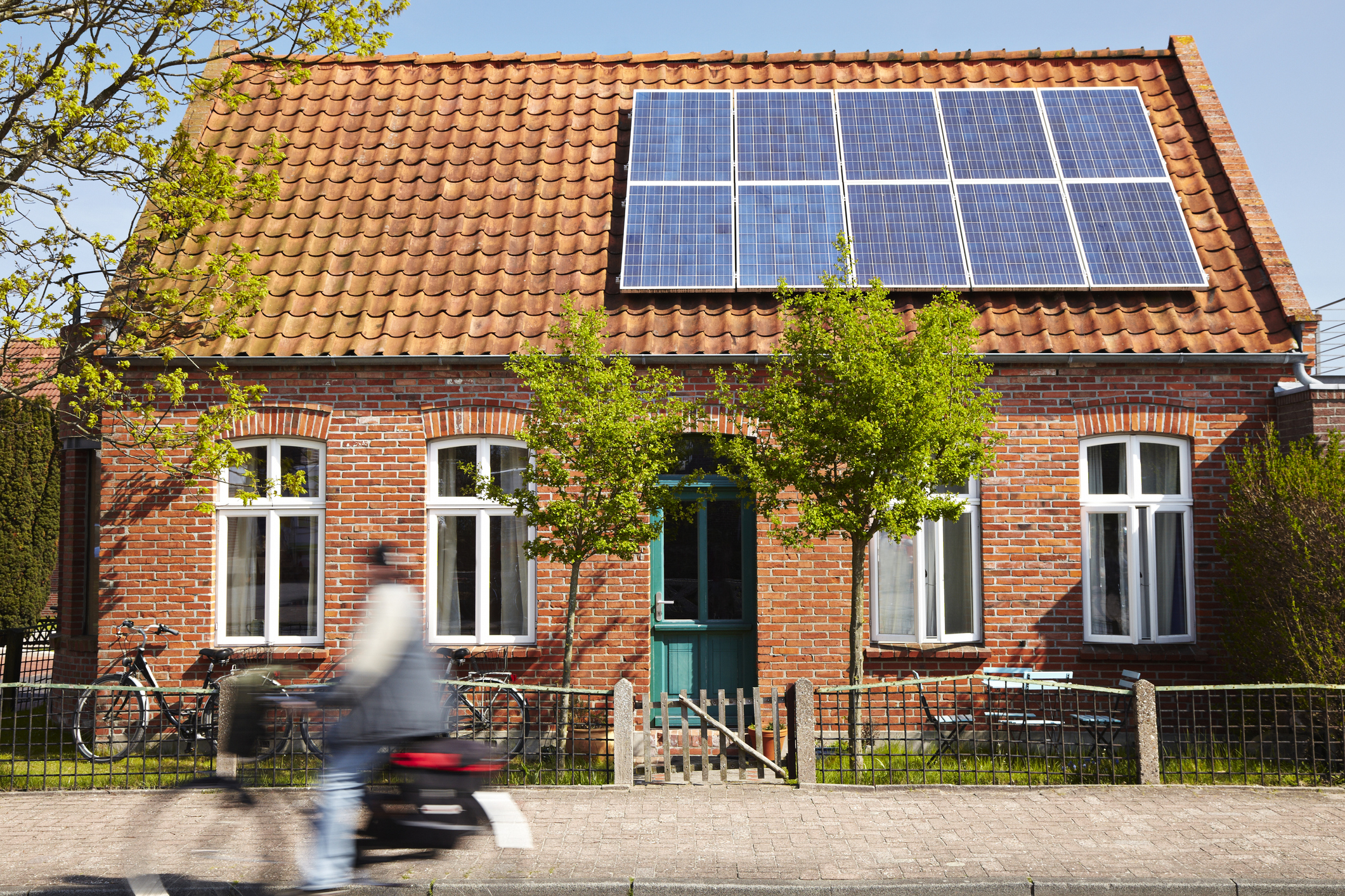 brick house with solar