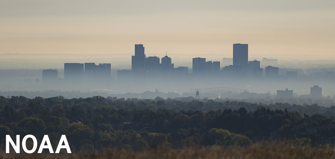 Air pollution visible over Denver. Photo credit: National Oceanic & Atmospheric Administration (NOAA)