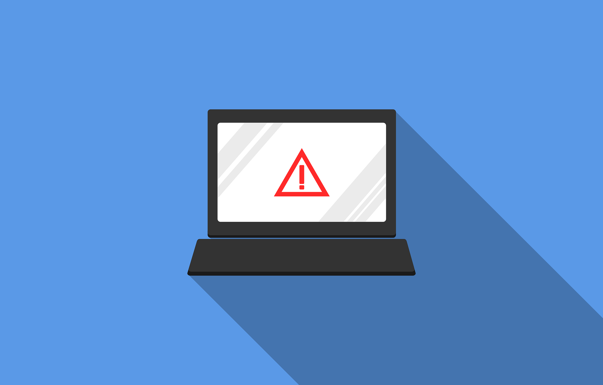 An illustration of a laptop screen with a warning alert