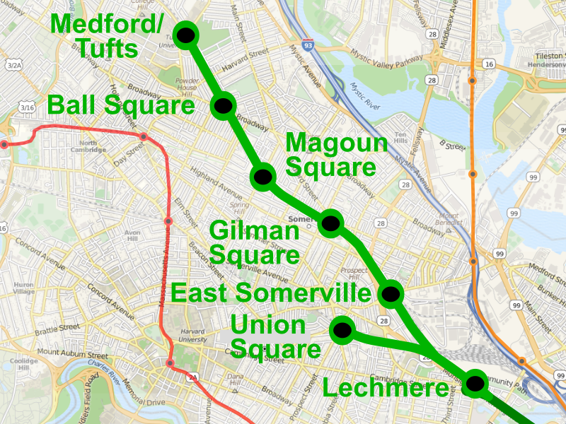 MBTA Green Line map