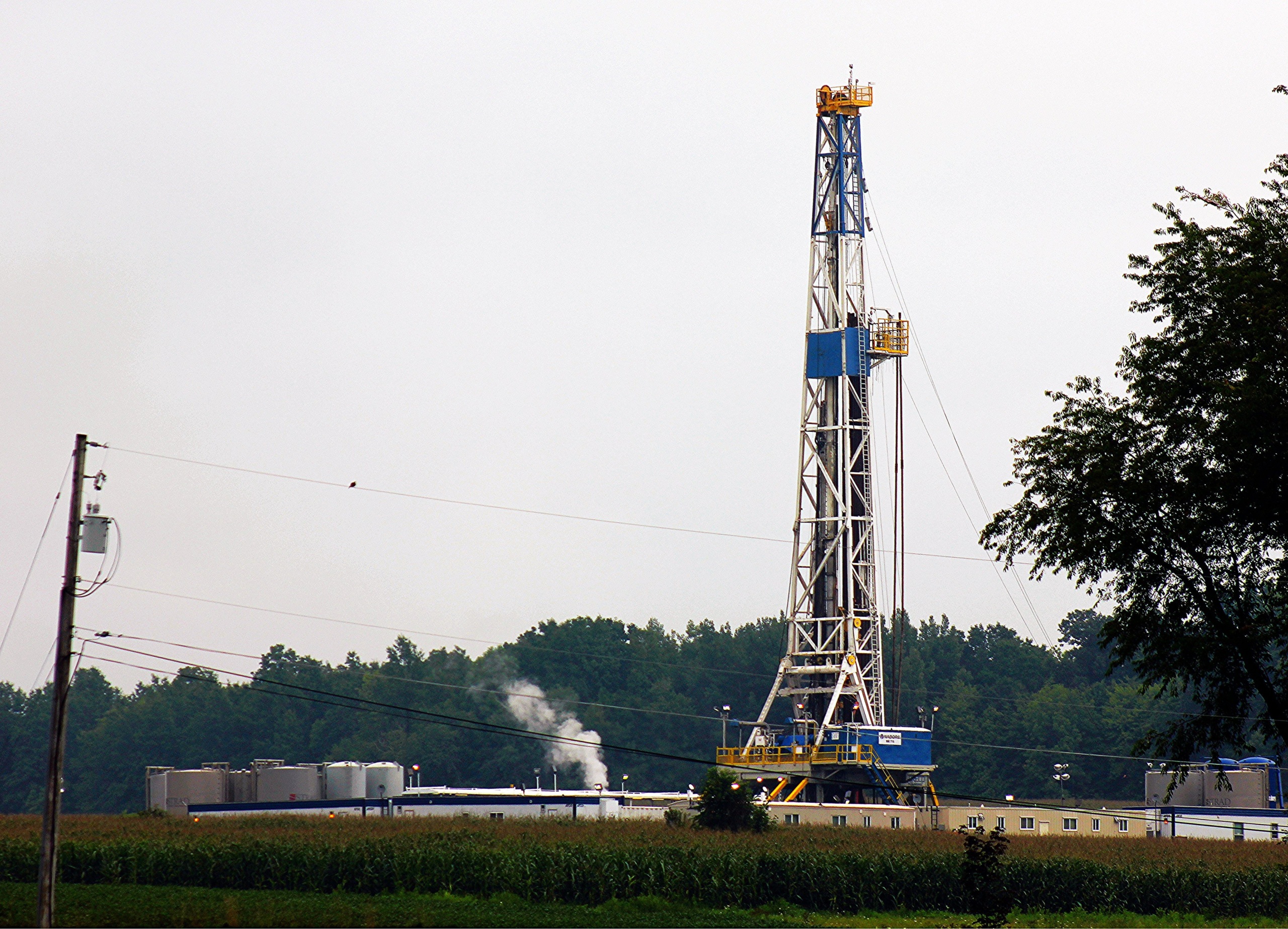 A drilling rig.