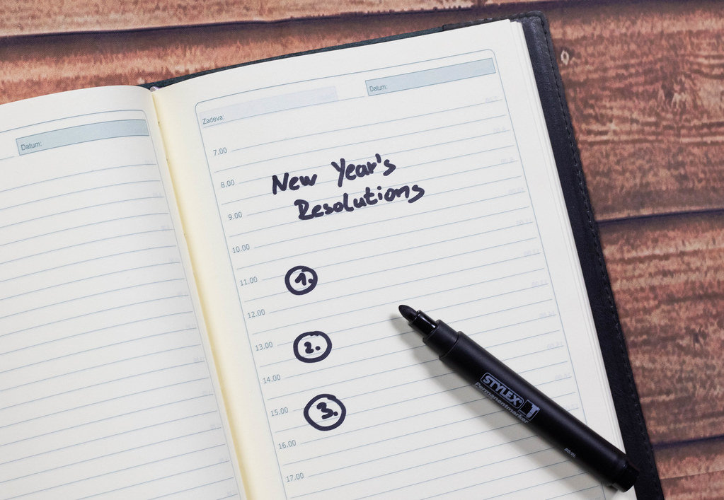 Notebook with New Year's Resolutions
