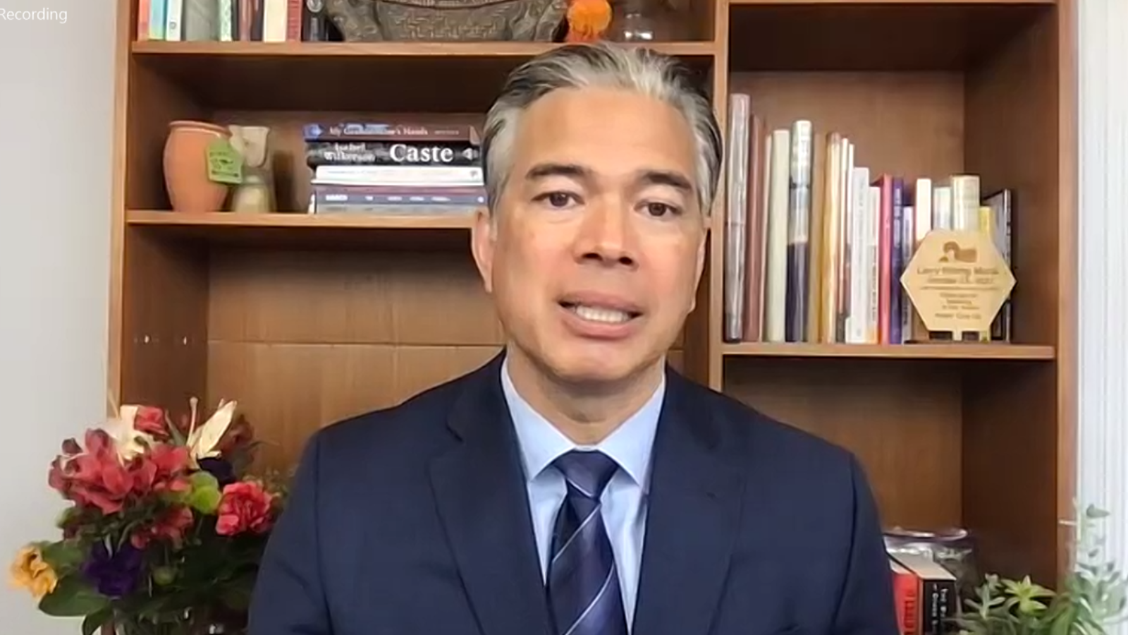 California Attorney General Bonta speaks at the Solution to Plastic Pollution Coalition webinar on states breaking up with plastic