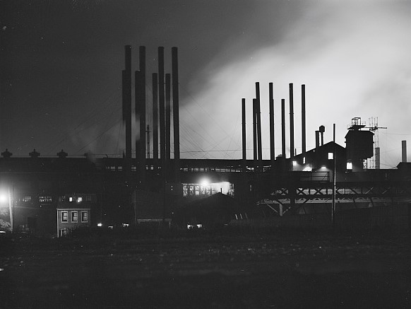 a steel mill at night. Pittsburgh, 1941