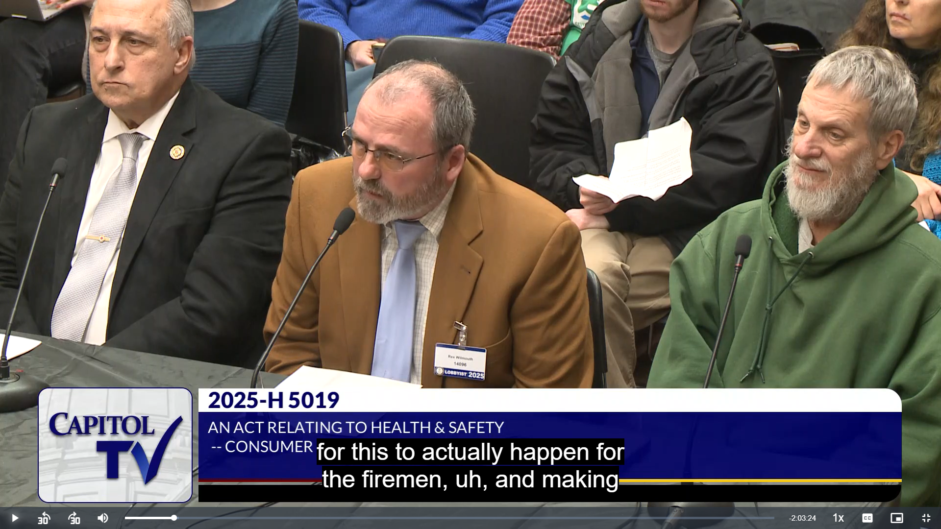 Rex testifying to ban PFAS from firefighting gear