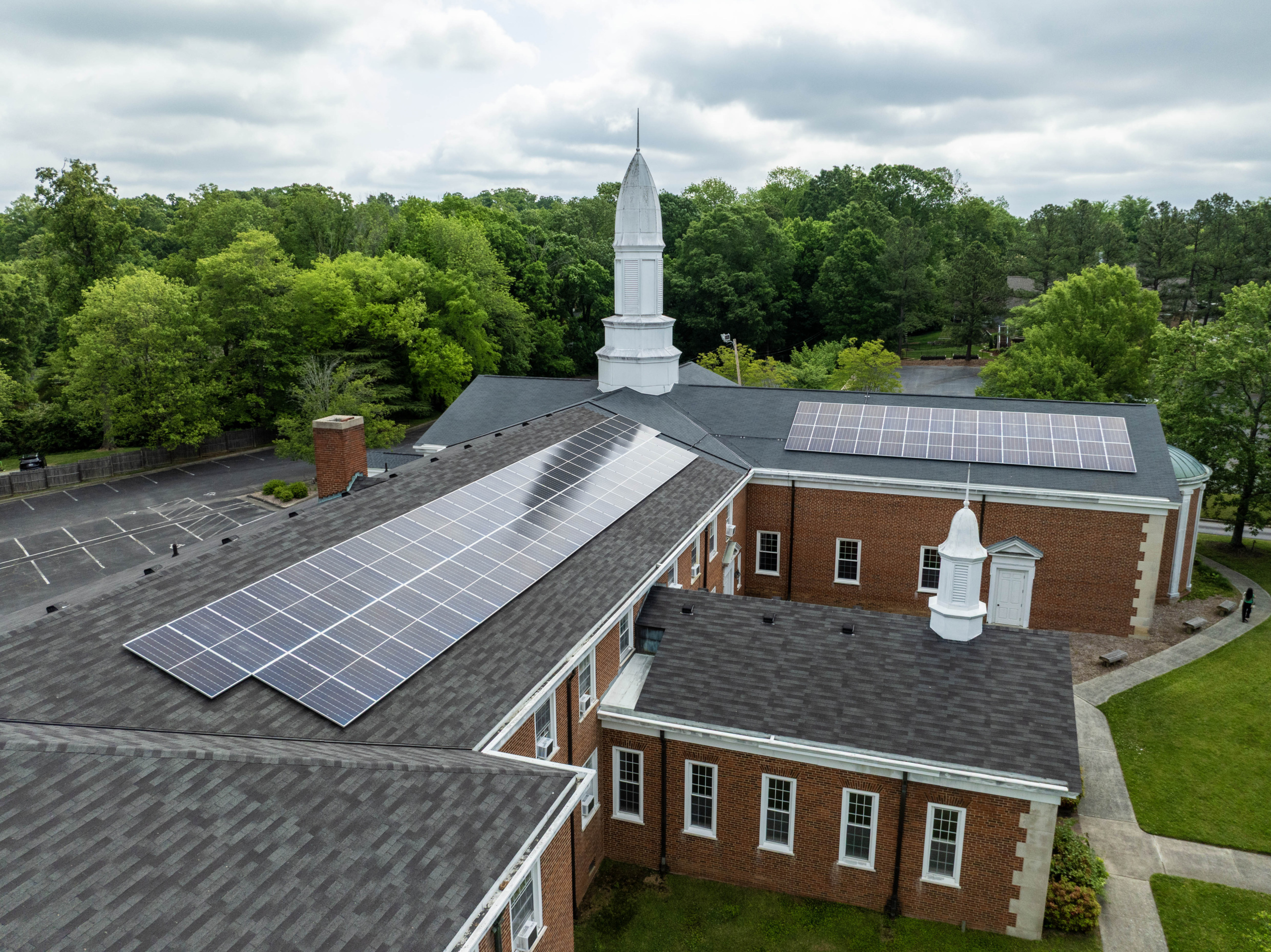 PUCC in Greensboro roof with solar panels